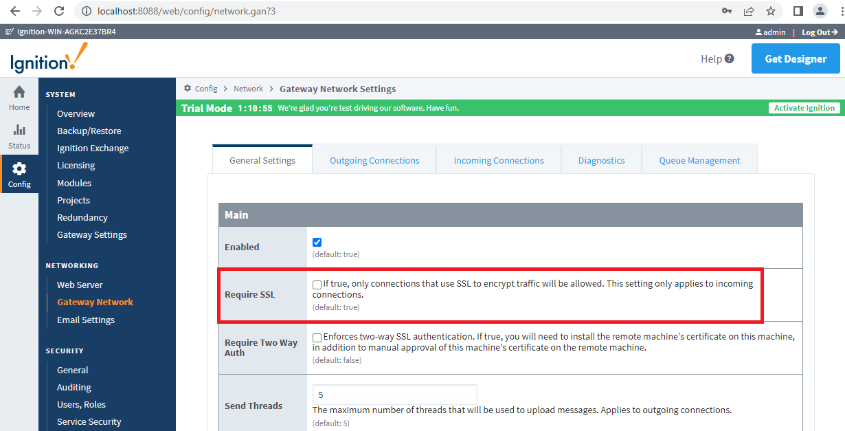 Gateway SSL configuration